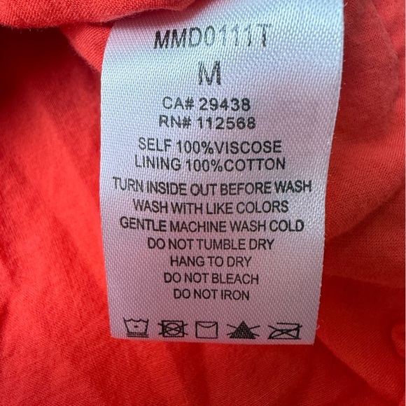 Miss Me Orange Sleeveless Shirt Dress Pockets Embroidered Women's Size M BOHO - Picture 8 of 12